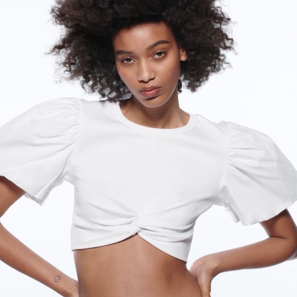 Zara puff sleeve crop top